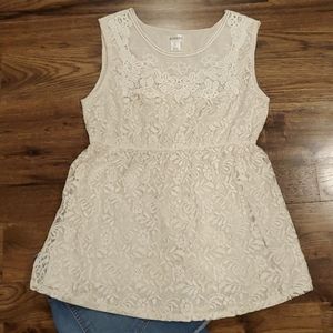 Womens Motherhood Maternity ivory lace overlay sleeveless top size L